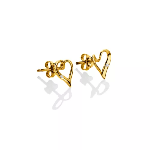 Pozlacené stříbrné náušnice Hot Diamonds X Golden Edit Heart DE848