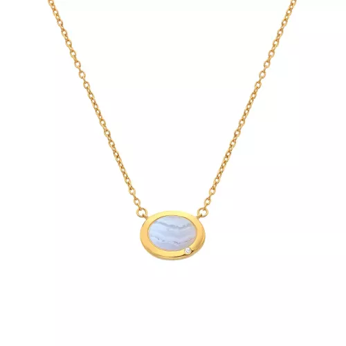 Obrázek č. 3 k produktu: Pozlacený náhrdelník Hot Diamonds X Gemstones s modrým achátem DN202