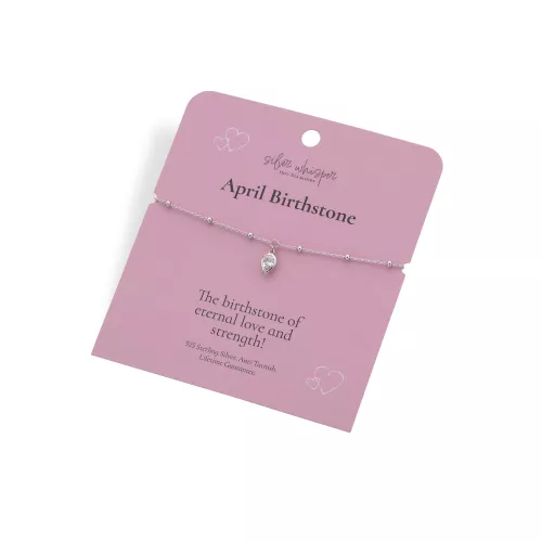 Stříbrný náramek Hot Diamonds Silver Whisper April SWB028